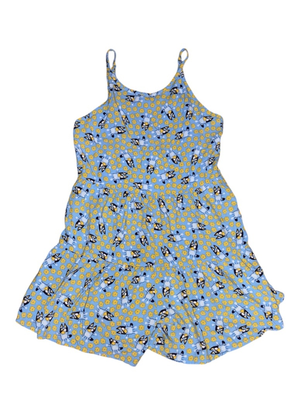 Bluey Girls' Floral Print Smocked Back Romper Size XL (14) Spaghetti Strap